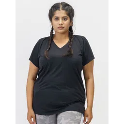 SPIRIT ANIMAL Women Plus Size Black V-Neck T-shirt-picture-38