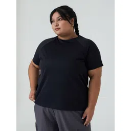 SPIRIT ANIMAL Women Plus Size Solid Round Neck T-shirt-picture-37