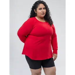 SPIRIT ANIMAL Women Plus Size Solid Round Neck T-shirt-picture-35