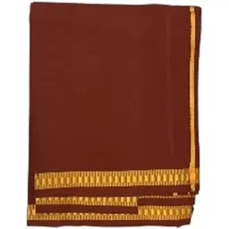 Spiritually Traditional Brown Cotton Dhoti with Golden Border, Indian Devotional Temple Wear || Breathable comfort fit-picture-47