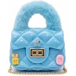 spocco | Kids Quilted Handbag with Fur Handle & Cartoon Charms - Stylish Shoulder Kids Mini Hand Bag/Cross body bag/Sling bag with Golden Chain for Girls | Birthday Gift | Return Gift for Girl | 101-picture-51