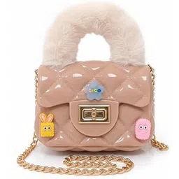 spocco | Kids Quilted Handbag with Fur Handle & Cartoon Charms - Stylish Shoulder Kids Mini Hand Bag/Cross body bag/Sling bag with Golden Chain for Girls | Birthday Gift | Return Gift for Girl | 13-picture-33