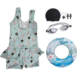 spocco | Swimming Kit for Girls (Age 6-8 Years) with 1 Swimming Sleeveless Frock with 1 Anti Fog Swimming Goggles, Swimming Cap, 1 Nose Clip, 2 Ear Plugs, 1 Swimming Ring (Tube) for Girls | SC45-picture-8