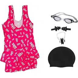 spocco | Swimming Kit for Girls (Age 6-8 Years) with One Piece Frock Style Swimming Costume | Goggles | Cap Ear Plug | Nose Clip | for Swimming Pool, Water Park, School Pool Party, Beach | SC133-picture-22