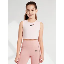 SPORTING NATION Girls Brand Logo Printed Spliced Neck Dri-FIT T-shirt-picture-30