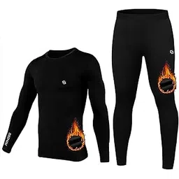 Sportinger Thermal Polyester Spandex Men's Sports Running Set Compression Shirt + Pants Skin-Tight Long Sleeves Quick Dry Fitness Tracksuit Gym Yoga Suits Underwear Set-picture-22
