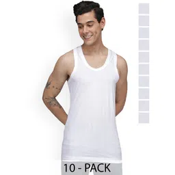 Sporto by Macho Men Pack Of 10 Cotton Solid Undershirt Innerwear Vests-image-19