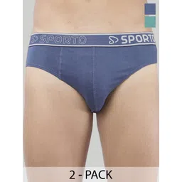 Sporto by Macho Men Pack Of 2 Cotton Low-Rise Assorted Basic Briefs-picture-16