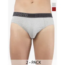 Sporto by Macho Men Pack Of 2 Cotton Mid-Rise Basic Briefs-picture-32