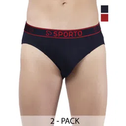 Sporto by Macho Men Pack Of 2 Cotton Mid-Rise Basic Briefs-picture-10
