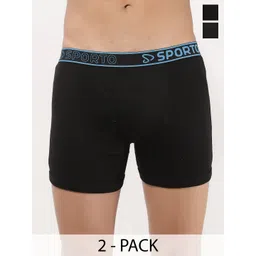 Sporto by Macho Men Pack Of 2 Cotton Outer Elastic Long Trunks Sprto_M1030-B(1)-Olv(1)-S-picture-23