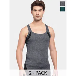 Sporto by Macho Men Pack Of 2 Cotton Solid Sleeveless Gym Vest-picture-21