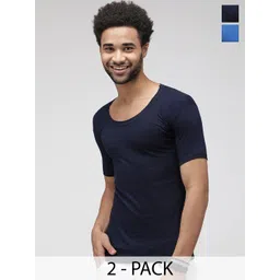 Sporto by Macho Men Pack Of 2 Cotton Solid Undershirt Innerwear Vests-image-9