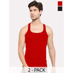Sporto by Macho Men Pack Of 2 Cotton Solid Vests-picture-29