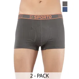 Sporto by Macho Men Pack Of 2 Outer Elasticated Short Trunks - Sprto_M1022-CH(1)-Dnm(1)-S-picture-27