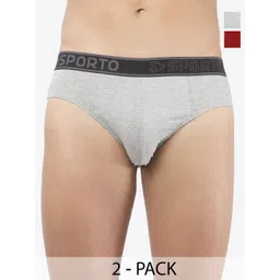 Sporto by Macho Men Pack Of 2 Solid Cotton Low-Rise Assorted Basic Briefs-picture-12