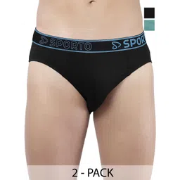 Sporto by Macho Men Pack Of 2 Solid Cotton Low-Rise Assorted Basic Briefs-picture-13