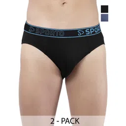 Sporto by Macho Men Pack Of 2 Solid Cotton Low-Rise Assorted Basic Briefs-picture-34