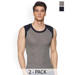 Sporto by Macho Men Pack of 2 Solid Round Neck Pure Cotton Undershirt Innerwear Vests-picture-15