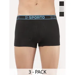Sporto by Macho Men Pack Of 3 Combed Cotton Mid Rise Trunks Sprto_M1022-B(1)-G(1)-Olv(1)-S-picture-31