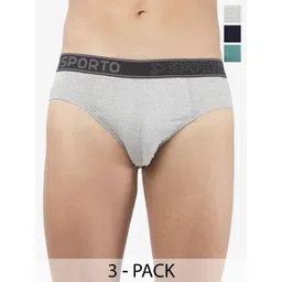 Sporto by Macho Men Pack Of 3 Cotton Mid-Rise Basic Briefs-picture-36