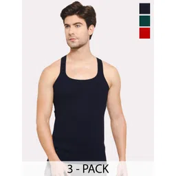 Sporto by Macho Men Pack Of 3 Cotton Solid Undershirt Innerwear Vests-image-12