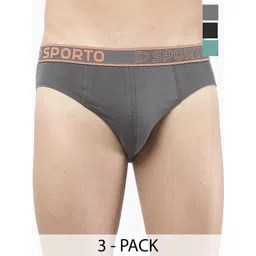 Sporto by Macho Men Pack Of 3 Mid Rise Basic Briefs Sporto M1010-CH(1)-Olv(1)-Prt(1)-S-picture-13