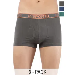 Sporto by Macho Men Pack Of 3 Short Trunks - Sprto_M1022-CH(1)-Dnm(1)-Prt(1)-picture-29