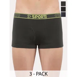 Sporto by Macho Men Pack Of 3 Soft & Comfortable Trunks-Sprto_M1022-B(1)-N(1)-Olv(1)-S-picture-12