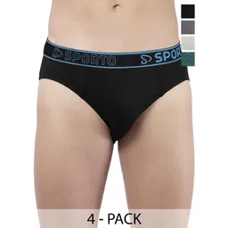 Sporto by Macho Men Pack Of 4 Cotton Low-Rise Basic Briefs-picture-10