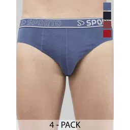 Sporto by Macho Men Pack Of 4 Cotton Low-Rise Basic Briefs-picture-26