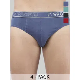 Sporto by Macho Men Pack Of 4 Cotton Low-Rise Brand Logo Printed Basic Briefs-picture-27