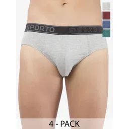 Sporto by Macho Men Pack Of 4 Cotton Mid-Rise Basic Briefs-picture-25