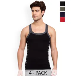 Sporto by Macho Men Pack Of 4 Men's Cotton Solid Sleeveless Gym Vest-picture-15