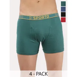 Sporto by Macho Men Pack Of 4 Mid Rise Cotton Trunks-picture-22