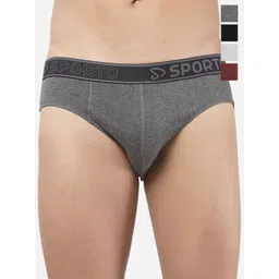 Sporto by Macho Men Pack Of 4 Pure Cotton Assorted Basic Briefs Sporto_M1010-A1-B1-G1-M1-S image 1