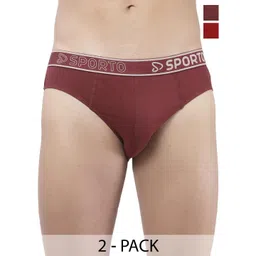 Sporto by Macho Pack Of 2 Combed Cotton Mid-Rise Basic Briefs Sprto-M1010_M(1)-R(1)-S-picture-25