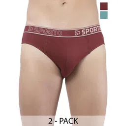 Sporto by Macho Pack Of 2 Men Brand Logo Printed Cotton Low-Rise Basic Briefs-picture-38