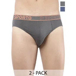 Sporto by Macho Pack Of 2 Men Brand Logo Printed Cotton Low-Rise Basic Briefs-picture-39