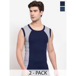 Sporto by Macho Pack Of 2 Men Colourblocked Cotton Gym Vest-picture-33