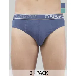 Sporto by Macho Pack Of 2 Men Cotton Mid-Rise Basic Briefs-picture-36