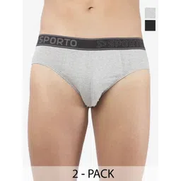 Sporto by Macho Pack Of 2 Men Cotton Mid-Rise Basic Briefs-picture-35