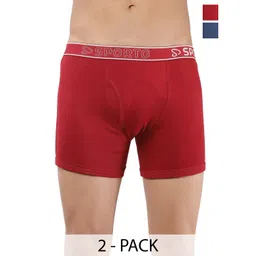 Sporto by Macho Pack Of 2 Men Low-Rise Outer Elastic Cotton Long Trunks-picture-37
