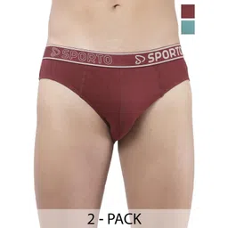 Sporto by Macho Pack Of 2 Super Combed Cotton Mid-Rise Basic Briefs-picture-28