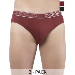 Sporto by Macho Pack Of 2 Super Combed Cotton Mid-Rise Basic Briefs-picture-31