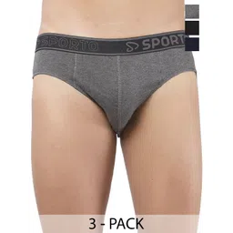 Sporto by Macho Pack Of 3 Brand Logo Printed Cotton Mid-Rise Basic Briefs-picture-13
