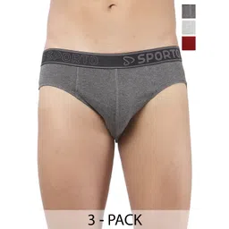 Sporto by Macho Pack Of 3 Cotton Mid-Rise Basic Briefs-picture-30