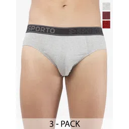 Sporto by Macho Pack Of 3 Cotton Mid-Rise Basic Briefs-picture-31