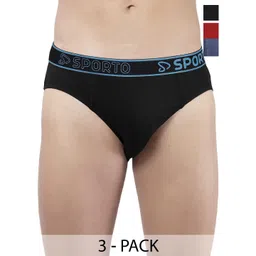 Sporto by Macho Pack Of 3 Cotton Mid-Rise Basic Briefs-picture-32