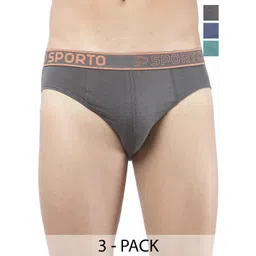 Sporto by Macho Pack Of 3 Cotton Mid-Rise Basic Briefs-picture-39